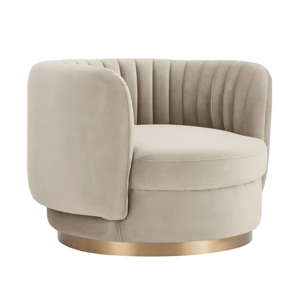 Armen Living - Davy Taupe Velvet Swivel Accent Chair with Gold Base - LCDVCHTAUPE veiw 1