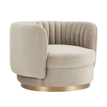 Armen Living - Davy Taupe Velvet Swivel Accent Chair with Gold Base - LCDVCHTAUPE veiw 1