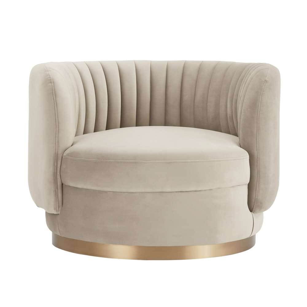 Armen Living - Davy Taupe Velvet Swivel Accent Chair with Gold Base - LCDVCHTAUPE veiw 2