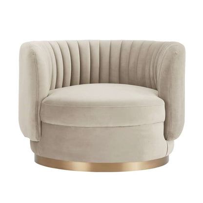 Armen Living - Davy Taupe Velvet Swivel Accent Chair with Gold Base - LCDVCHTAUPE veiw 2