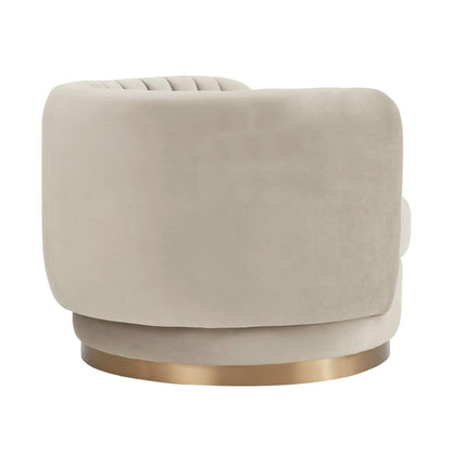 Armen Living - Davy Taupe Velvet Swivel Accent Chair with Gold Base - LCDVCHTAUPE veiw 3