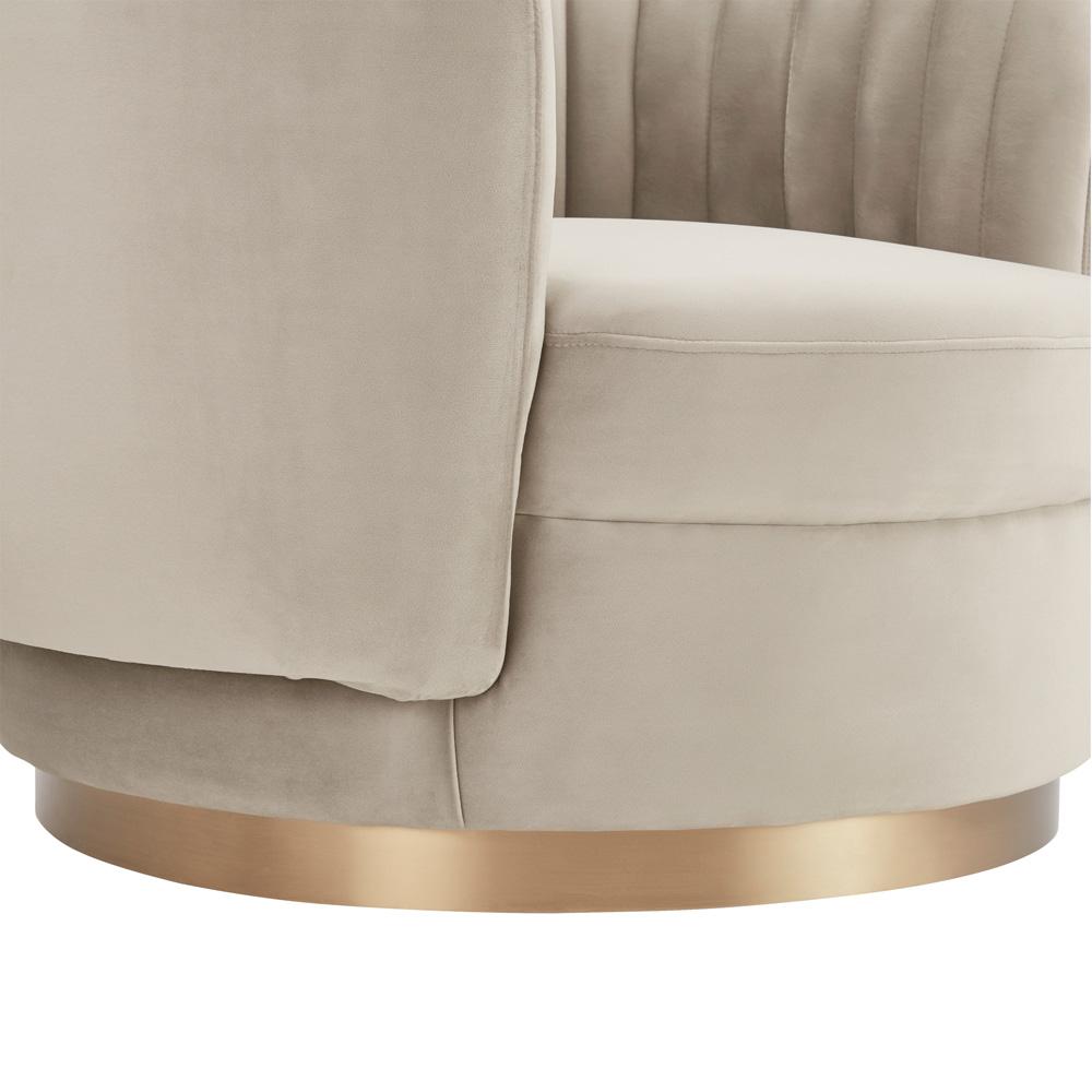 Armen Living - Davy Taupe Velvet Swivel Accent Chair with Gold Base - LCDVCHTAUPE veiw 6