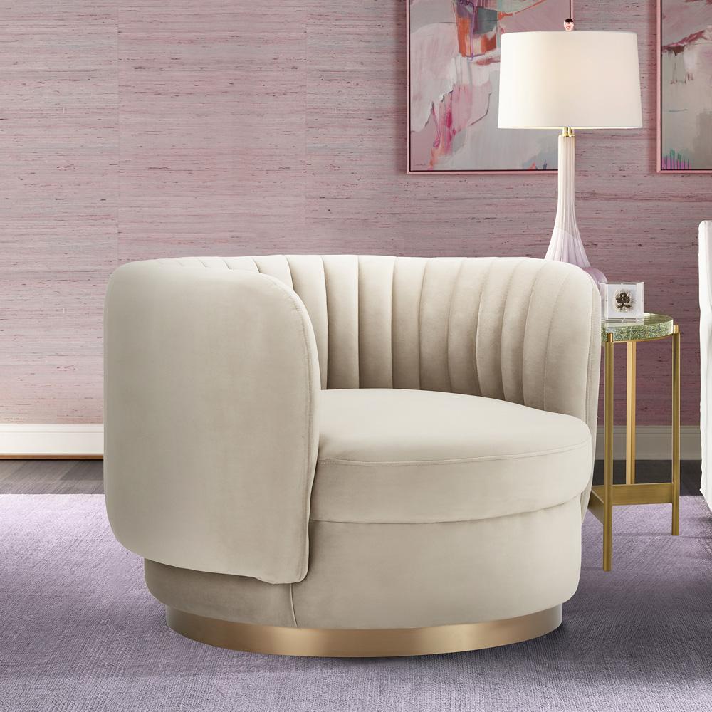 Armen Living - Davy Taupe Velvet Swivel Accent Chair with Gold Base - LCDVCHTAUPE veiw 7