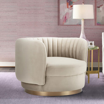 Armen Living - Davy Taupe Velvet Swivel Accent Chair with Gold Base - LCDVCHTAUPE veiw 7