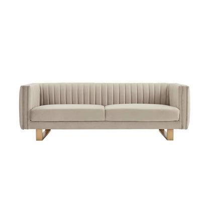 Armen Living - Delilah 86in Beige Velvet Square Arm Sofa with Gold Legs - LCDH3BEIGE veiw 1
