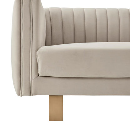 Armen Living - Delilah 86in Beige Velvet Square Arm Sofa with Gold Legs - LCDH3BEIGE veiw 3