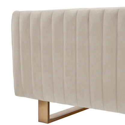 Armen Living - Delilah 86in Beige Velvet Square Arm Sofa with Gold Legs - LCDH3BEIGE veiw 4