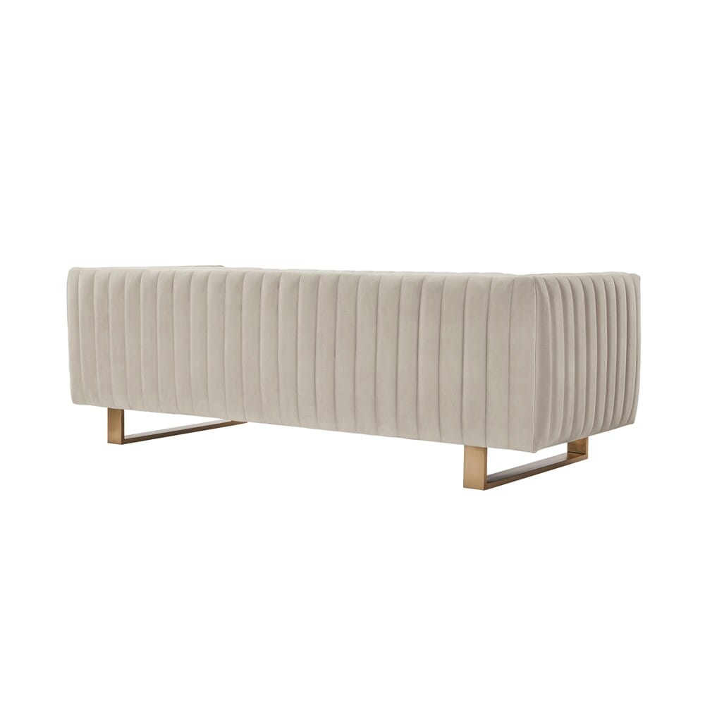 Armen Living - Delilah 86in Beige Velvet Square Arm Sofa with Gold Legs - LCDH3BEIGE veiw 5