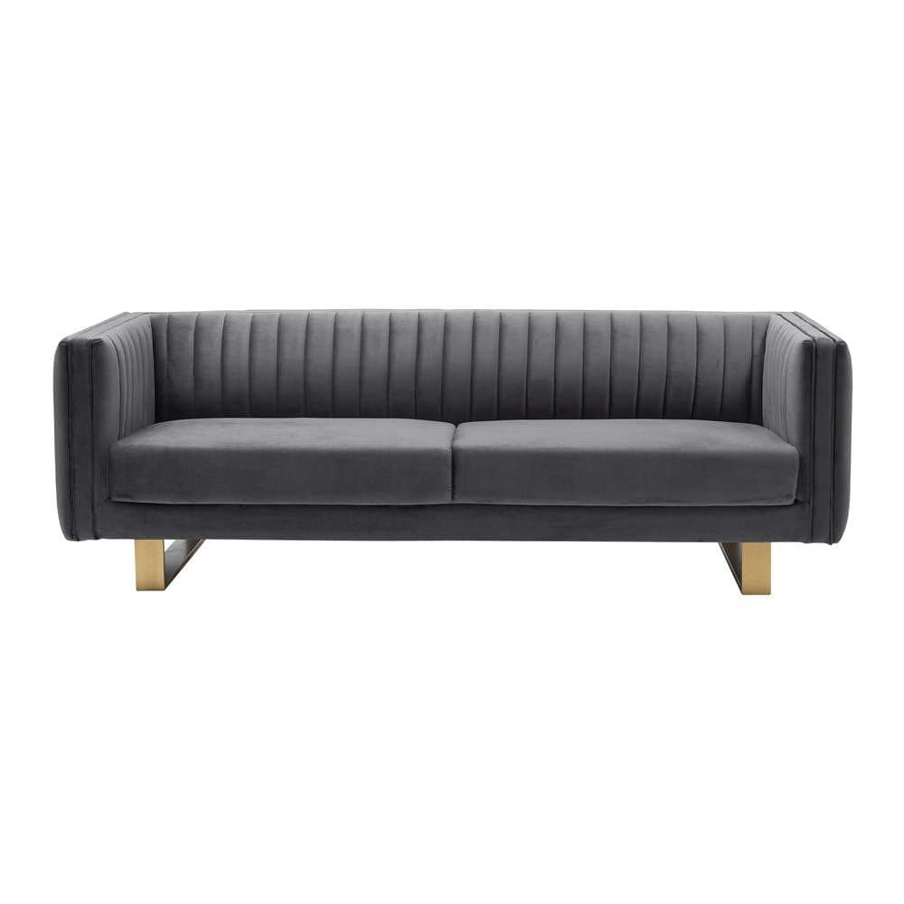 Armen Living - Delilah Dark Gray Velvet Sofa with Matte Gold Legs - LCDH3GREY veiw 1