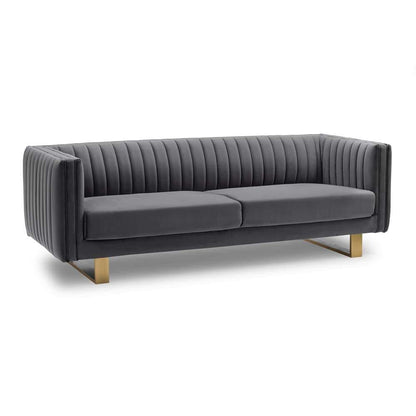Armen Living - Delilah Dark Gray Velvet Sofa with Matte Gold Legs - LCDH3GREY veiw 2