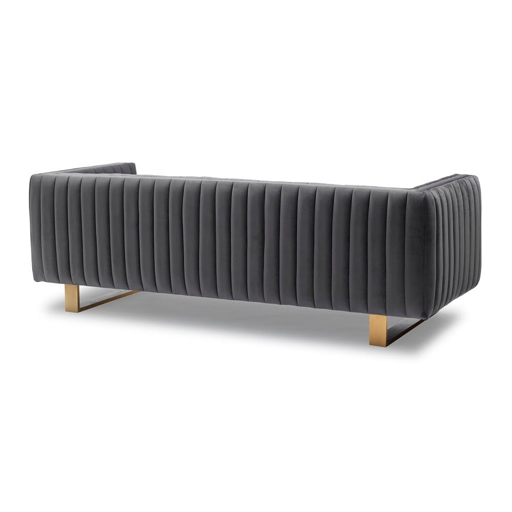 Armen Living - Delilah Dark Gray Velvet Sofa with Matte Gold Legs - LCDH3GREY veiw 3