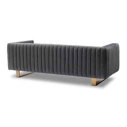 Armen Living - Delilah Dark Gray Velvet Sofa with Matte Gold Legs - LCDH3GREY veiw 3