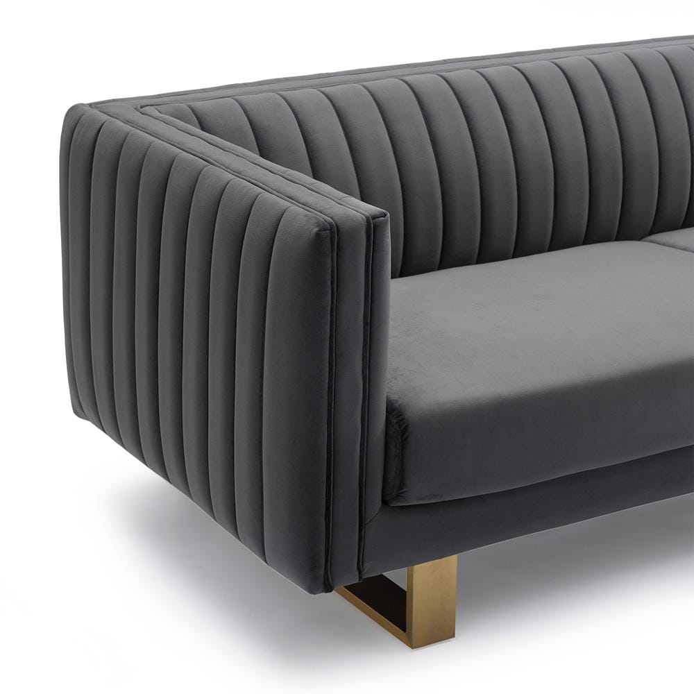 Armen Living - Delilah Dark Gray Velvet Sofa with Matte Gold Legs - LCDH3GREY veiw 4