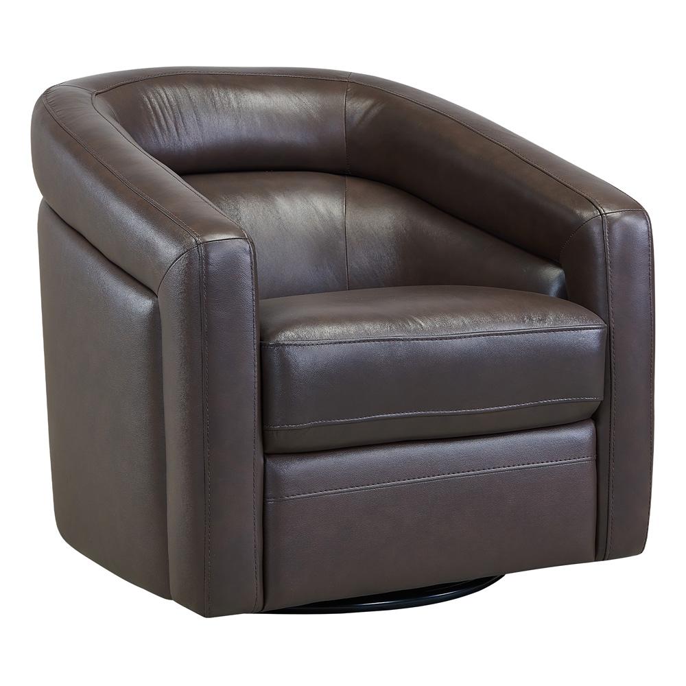 Armen Living - Desi Contemporary Swivel Accent Chair in Espresso Genuine Leather - LCDSCHES veiw 1