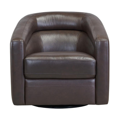 Armen Living - Desi Contemporary Swivel Accent Chair in Espresso Genuine Leather - LCDSCHES veiw 2