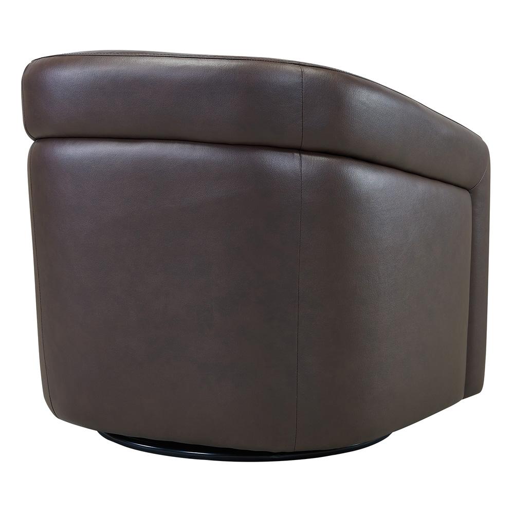 Armen Living - Desi Contemporary Swivel Accent Chair in Espresso Genuine Leather - LCDSCHES veiw 3