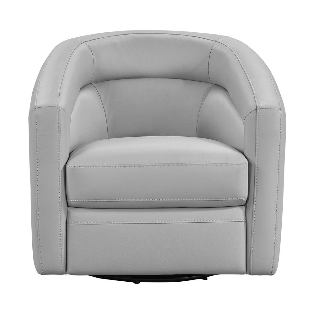 Armen Living - Desi Contemporary Swivel Accent Chair in Dove Gray Genuine Leather - LCDSCHDV veiw 2