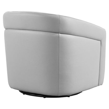 Armen Living - Desi Contemporary Swivel Accent Chair in Dove Gray Genuine Leather - LCDSCHDV veiw 3