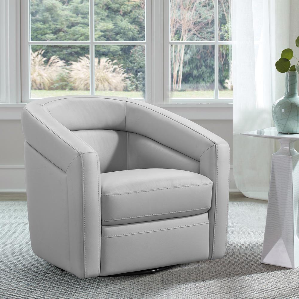 Armen Living - Desi Contemporary Swivel Accent Chair in Dove Gray Genuine Leather - LCDSCHDV veiw 8