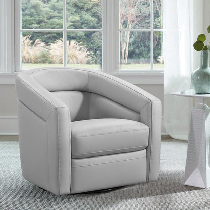 Armen Living - Desi Contemporary Swivel Accent Chair in Dove Gray Genuine Leather - LCDSCHDV veiw 8