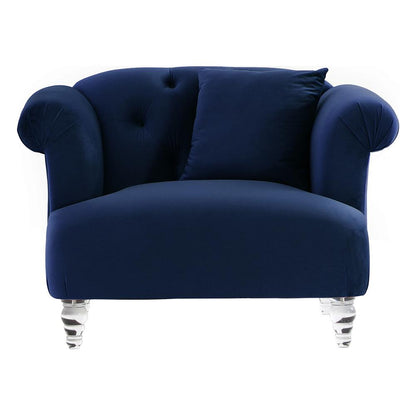 Armen Living - Elegance Contemporary Chair in Blue Velvet with Acrylic Legs - LCEG1BLUE veiw 1
