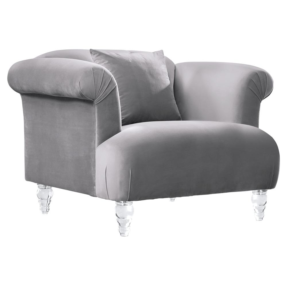 Armen Living - Elegance Contemporary Sofa Chair in Gray Velvet with Acrylic Legs - LCEG1GR veiw 1