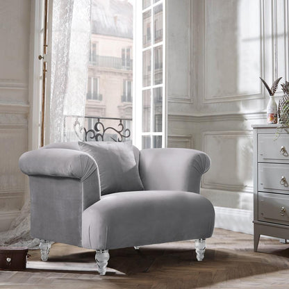 Armen Living - Elegance Contemporary Sofa Chair in Gray Velvet with Acrylic Legs - LCEG1GR veiw 2
