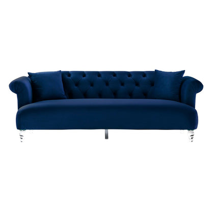 Armen Living - Elegance Contemporary Sofa in Blue Velvet with Acrylic Legs - LCEG3BLUE veiw 1