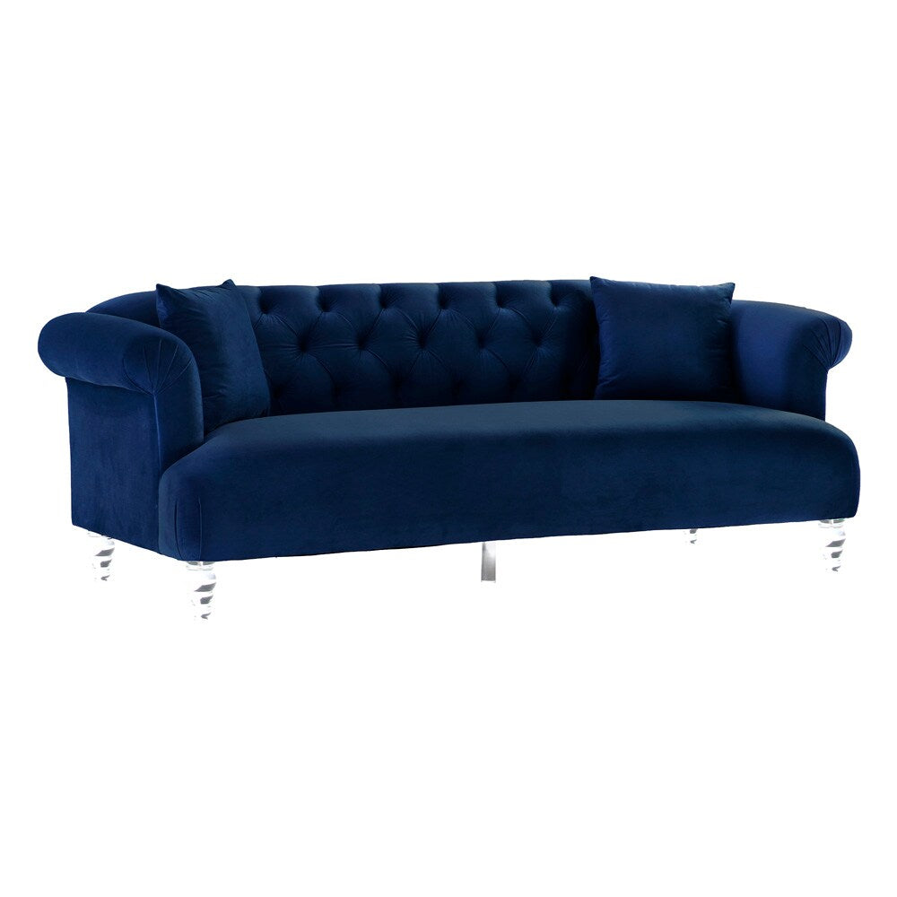 Armen Living - Elegance Contemporary Sofa in Blue Velvet with Acrylic Legs - LCEG3BLUE veiw 2
