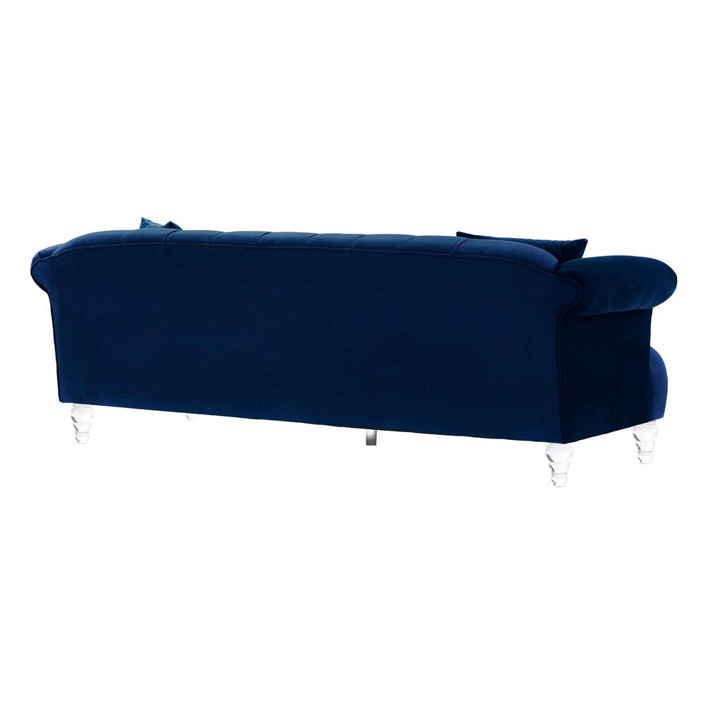 Armen Living - Elegance Contemporary Sofa in Blue Velvet with Acrylic Legs - LCEG3BLUE veiw 3