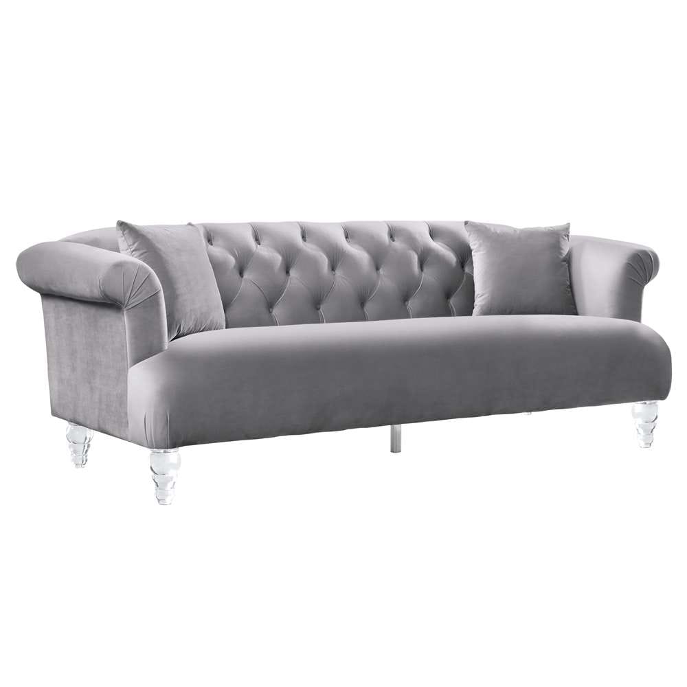 Armen Living - Elegance Contemporary Sofa in Gray Velvet with Acrylic Legs - LCEG3GR veiw 1
