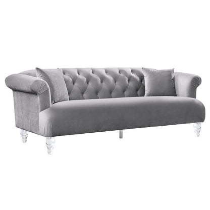 Armen Living - Elegance Contemporary Sofa in Gray Velvet with Acrylic Legs - LCEG3GR veiw 1