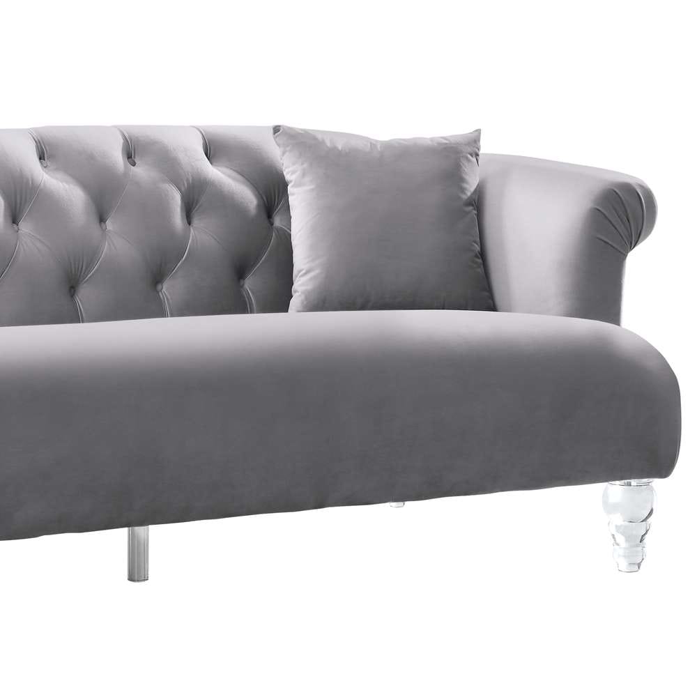 Armen Living - Elegance Contemporary Sofa in Gray Velvet with Acrylic Legs - LCEG3GR veiw 2