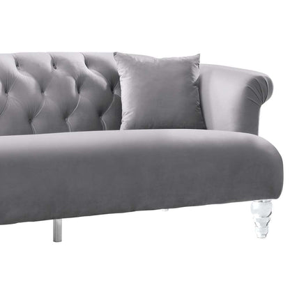 Armen Living - Elegance Contemporary Sofa in Gray Velvet with Acrylic Legs - LCEG3GR veiw 2