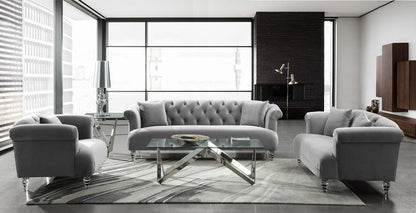 Armen Living - Elegance Contemporary Sofa in Gray Velvet with Acrylic Legs - LCEG3GR veiw 4