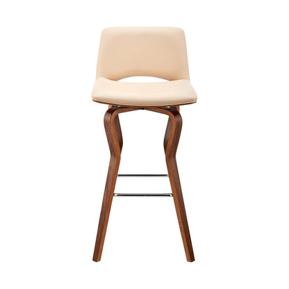 Armen Living - Gerty 26in Swivel Cream Faux Leather and Walnut Wood Bar Stool - LCGYBAWACR26 veiw 2