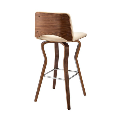 Armen Living - Gerty 26in Swivel Cream Faux Leather and Walnut Wood Bar Stool - LCGYBAWACR26 veiw 4
