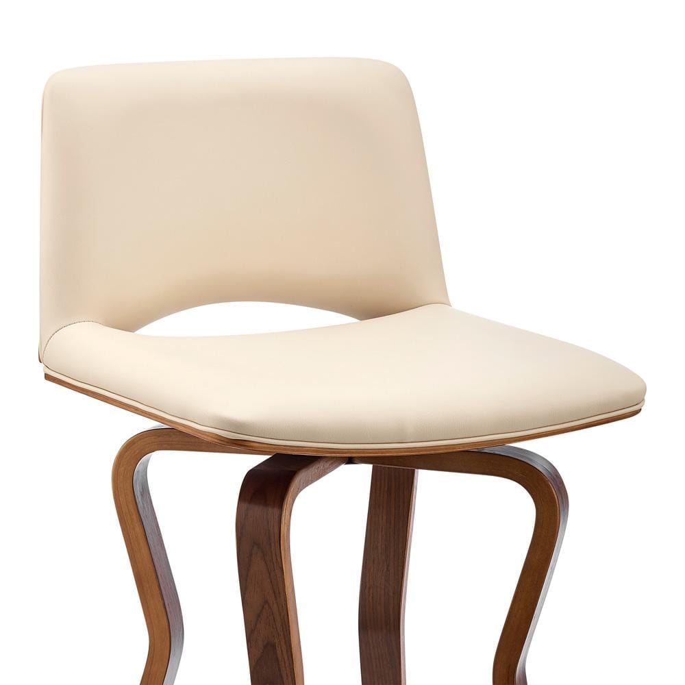 Armen Living - Gerty 26in Swivel Cream Faux Leather and Walnut Wood Bar Stool - LCGYBAWACR26 veiw 6