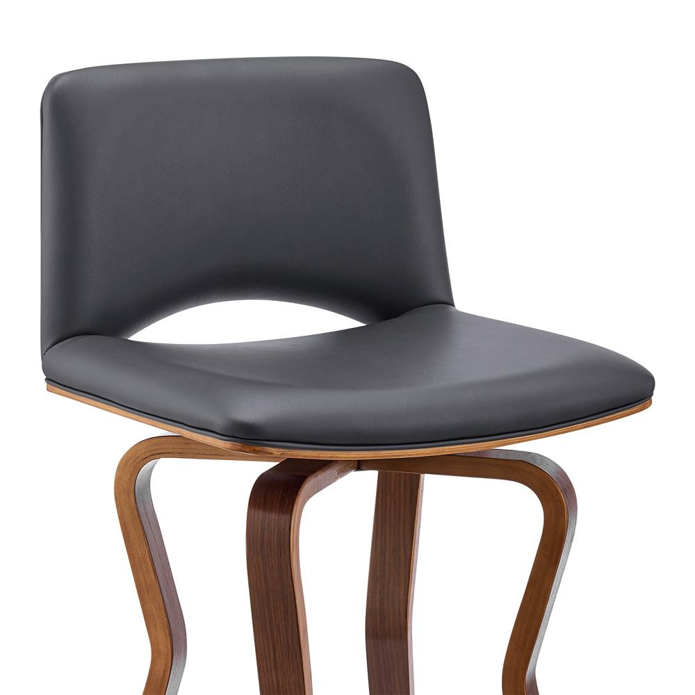 Armen Living - Gerty 26in Swivel Grey Faux Leather and Walnut Wood Bar Stool - LCGYBAWAGR26 veiw 6