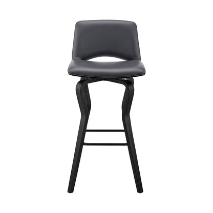 Armen Living - Gerty 26in Swivel Grey Faux Leather and Black Wood Bar Stool - LCGYBABLGR26 veiw 2