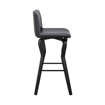 Armen Living - Gerty 26in Swivel Grey Faux Leather and Black Wood Bar Stool - LCGYBABLGR26 veiw 3