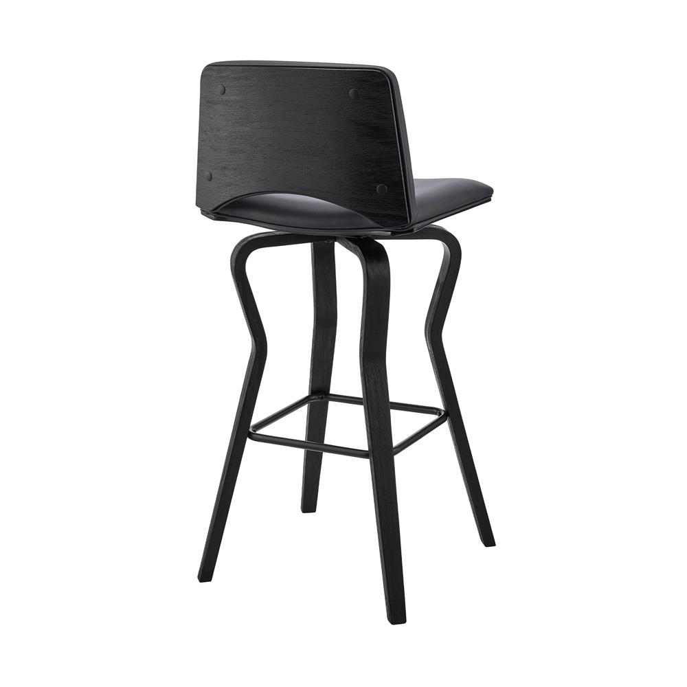 Armen Living - Gerty 26in Swivel Grey Faux Leather and Black Wood Bar Stool - LCGYBABLGR26 veiw 4