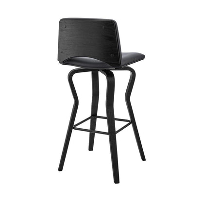 Armen Living - Gerty 26in Swivel Grey Faux Leather and Black Wood Bar Stool - LCGYBABLGR26 veiw 4