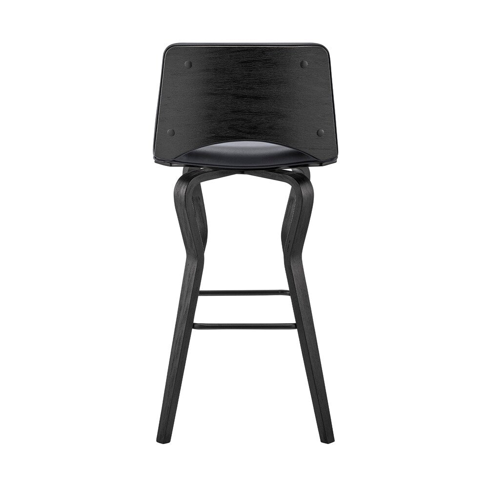 Armen Living - Gerty 26in Swivel Grey Faux Leather and Black Wood Bar Stool - LCGYBABLGR26 veiw 5