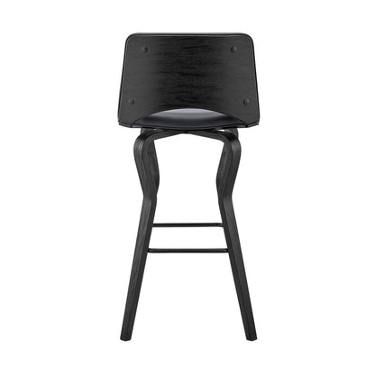 Armen Living - Gerty 26in Swivel Grey Faux Leather and Black Wood Bar Stool - LCGYBABLGR26 veiw 5
