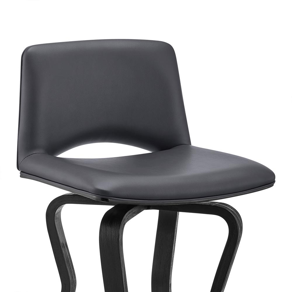 Armen Living - Gerty 26in Swivel Grey Faux Leather and Black Wood Bar Stool - LCGYBABLGR26 veiw 6
