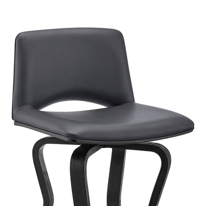 Armen Living - Gerty 26in Swivel Grey Faux Leather and Black Wood Bar Stool - LCGYBABLGR26 veiw 6