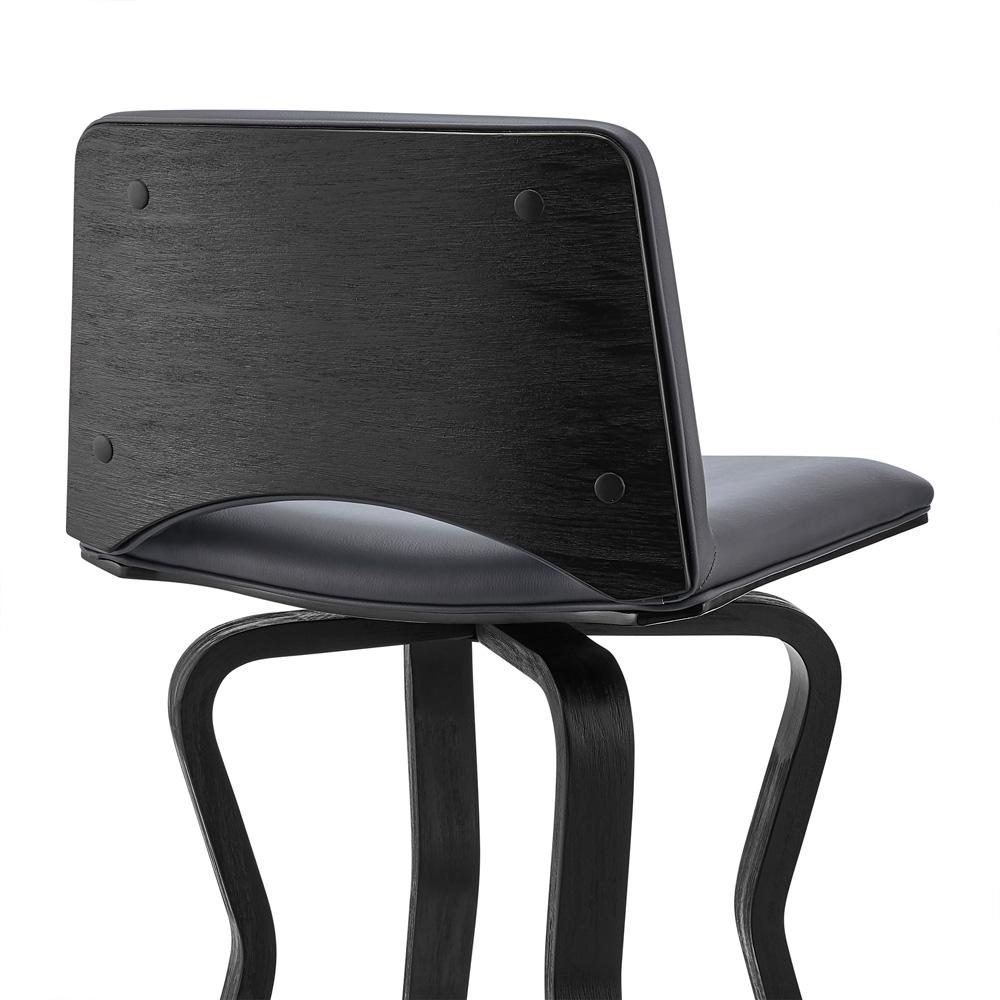 Armen Living - Gerty 26in Swivel Grey Faux Leather and Black Wood Bar Stool - LCGYBABLGR26 veiw 7