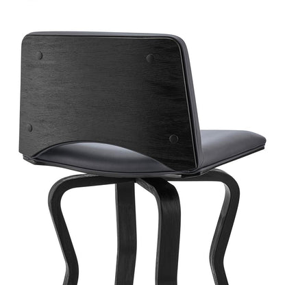 Armen Living - Gerty 26in Swivel Grey Faux Leather and Black Wood Bar Stool - LCGYBABLGR26 veiw 7