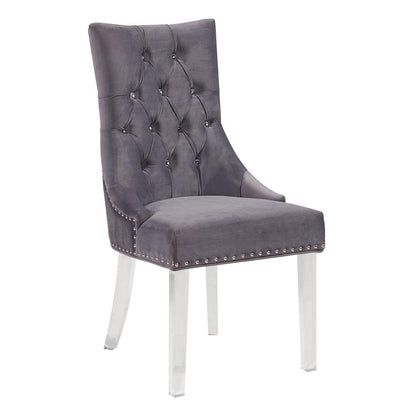 Armen Living - Gobi Modern and Contemporary Tufted Dining Chair in Gray Velvet with Acrylic Legs - LCGOCHGRAY veiw 1